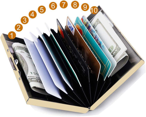 EASTNIGHTS RFID Credit Card Holder Protector Metal Credit Card Wallet Business Card Holder for Men Women Gift Box Package (Gold)...