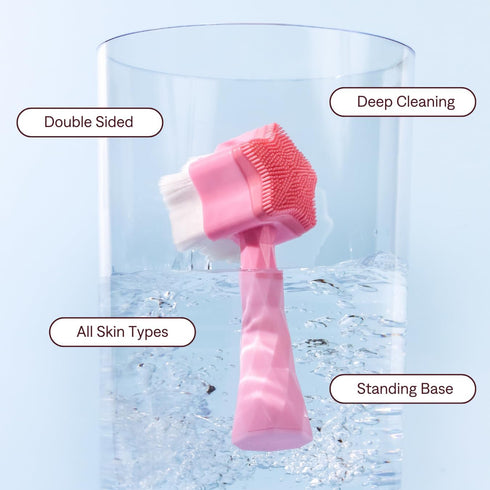 All Star Face Brush -Manual Facial Cleansing Brush, 2-in-1 Skin Care face Brush, Silicone Facial Scrubber Manual Dual Face Wash Brush for Deep Por...