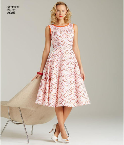 Simplicity 8085 1950's Vintage Fashion Women's Wrap Dress Sewing Patterns, Sizes 14-22...