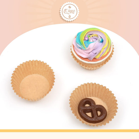 qiqee 300 Count Jumbo Cupcake Liners Natural Muffin Liners Food Grade Jumbo Size Baking Cups Paper No Smells?Large Size?...