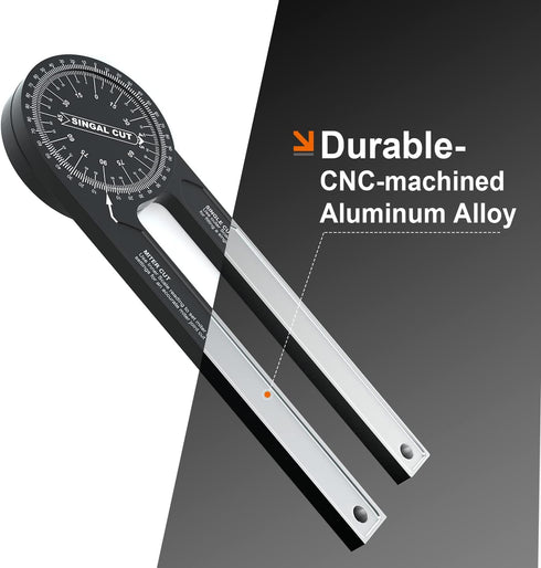 Mecurate Aluminum Miter Saw Protractor, 7.3-Inch Angle Finder Featuring Precision Laser Engraved Scales Woodworking Lightning Measure Tool with 36...