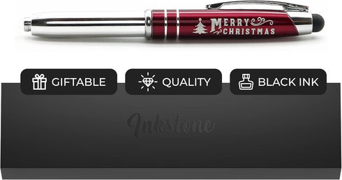 Merry Christmas Engraved Gift Pen with LED Light and Stylus Tip - Professional Corporate Business Gifts for Company Employees Staff and Clients......