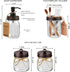 SheeChung 6Pcs Mason Jars Bathroom Accessories Set Complete - Toothbrush Holder, Lotion Soap Dispenser, 2 Mason Jars, Soap Dish, Toilet Paper Bask...