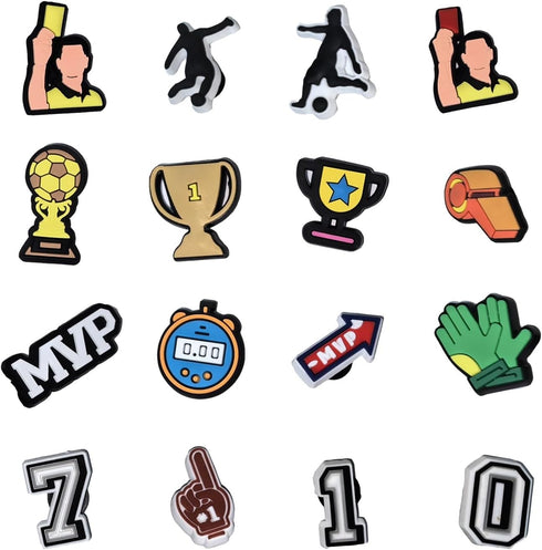 50 pcs Soccer Shoe Charms, PVC Construction, Soccer Themed Designs for Soccer Lovers...
