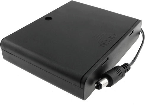 E-outstanding Battery Box 6x1.5V AA Battery Case Holder Black Enclosed Box with ON/Off Switch and 5.5mm x 2.1mm DC Plug...