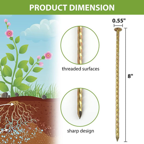 Artificial Turf Stakes Galvanized, Metal Spiral Landscape Spikes for Paver Edging, 11 Count, Outdoor, Heavy-Duty, Rust Resistant Security, 8-Inch ...