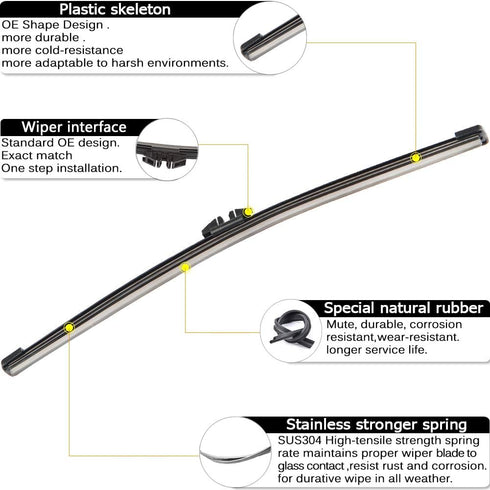 Rear Wiper Arm Blade Replacement for Ford Explorer 2011-2023,Escape 2013-2023,2015-2019 Lincoln MKX Back Windshield Wiper Blade Arm Set -Original ...