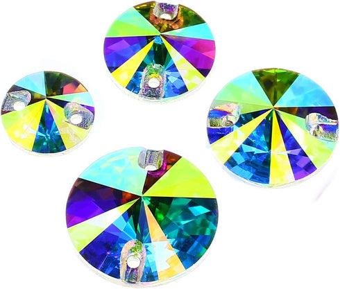 DONGZHOU 80pcs Sew On Rhinestones Round Flat Back Sew On Glass Rhinestone Sewing Crystal Gems Stone Beads for Costume, Clothes, Garments, Dress, J...