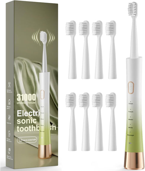 Upgrade Sonic Electric Toothbrush for Adults, 8 Replacement Brush Heads, Rechargeable Electric Toothbrush with 2-Minutes Timer IPX7 Water-Proof, f...