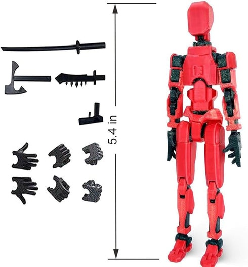 T13 Action Figure,Dummy 13 Action Figure Lucky 13 Action Figure 3D Printed Multi-Jointed Movable, Nova 13 Action Figure Toy (Black+Red)...