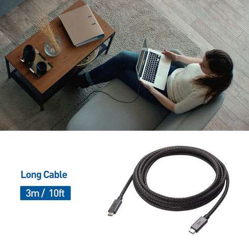 Cable Matters Braided Long USB C Cable 10 ft with 100W Power Delivery, Fast Charging and 480Mbps Data Transfer, Compatible with MacBook Pro, XPS, ...