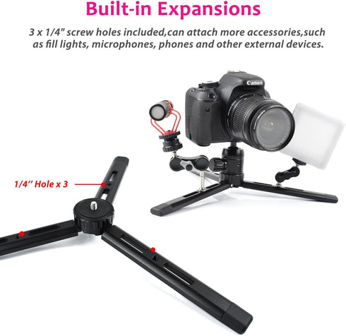 Adjustable Aluminum Mini Tripod, Desktop Tabletop Tripod Stand for DSLR Cameras, Zhiyun Weebill/Smooth/Crane, DJI Ronin S/SC/RSC/RS,Osmo Mobile,St...