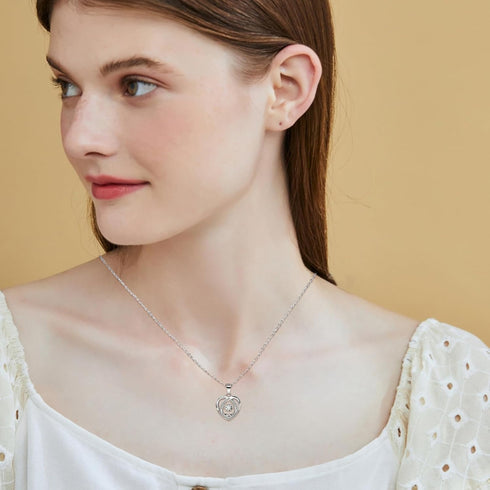 Sterling Silver Heart Necklace for Women Beating Love Heart Necklace Shiny Cubic Zirconia Dancing CZ Adjustable Chain Necklace for Daughter Mother...