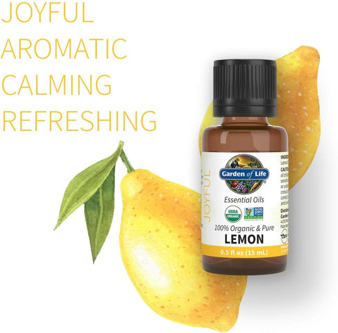 Garden of Life Essential Oil, Lemon USDA Organic & Pure, Clean, Undiluted & Non-GMO for Diffuser, Aromatherapy, Meditation, Joyful, Aromatic, Calm...