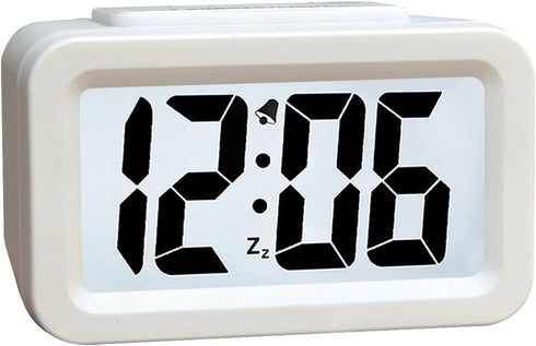 Hense Creative Nightlight Smart Light Alarm Clock Bedside Desk Table Electronic Clock Battery Operated Mute Luminous Alarm Clock with Adjustable L...