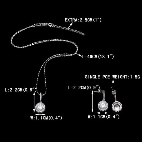 EVER FAITH 925 Sterling Silver CZ Gorgeous Round Cut Wedding Pendant Necklace Earrings Set for Women...