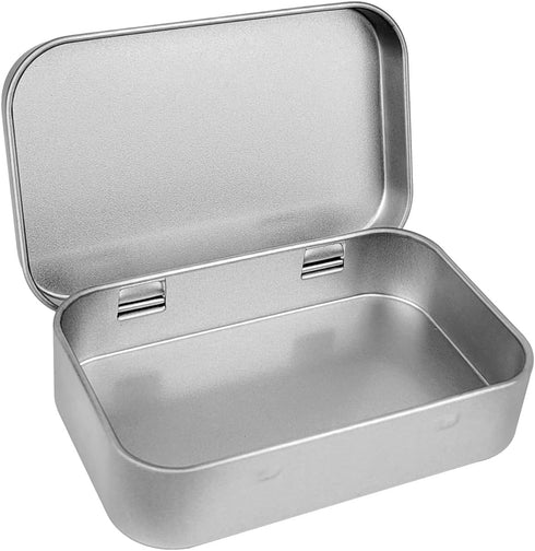 2 Pack Metal Box, Rectangular Tins Box Containers, Storage Box, Small Box with Lids for Tobacco, Cigarettes, Candy, Jewelry (Silver)...