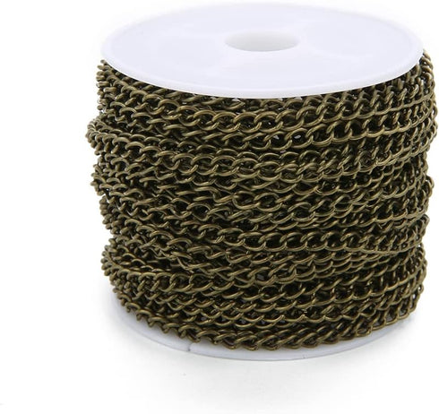 1 Roll 30FT 4x3mm Cable Link Chain with Jump Rings & Lobster Clasps for Necklace Earrings Bracelets Jewelry Making Art Craft (Antique Bronze)...