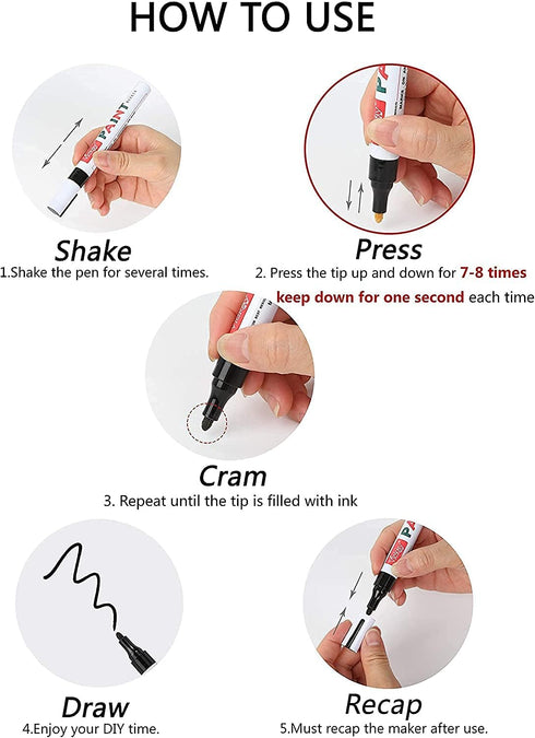Paint Pen Acrylic Marker,6 Pack 2.0mm Paint Marker for Ceramic, Glass and Stone Painting,Permanent Oil Based Paint Markers with 2 Extra Chisel Tip...