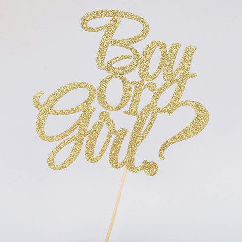 Boy or Girl Cake Topper - Glitter Baby Shower Party Decorations Supplies (Gold)...