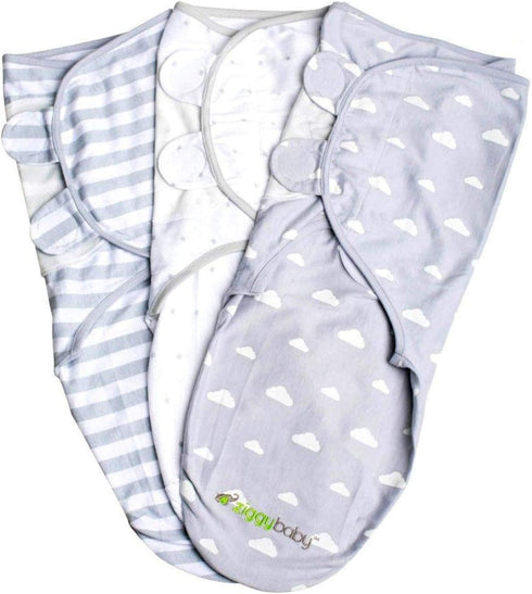 Baby Swaddle Blanket Adjustable for 0-3 Months - Newborn to Infant Baby Swaddle Wrap Set (3 Pack - Gray Cloud, Stripe, Stars) for Baby Boy Girl Ge...