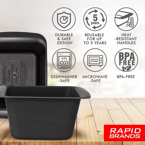 Rapid Mac Cooker | Microwave Macaroni & Cheese in 5 Minutes | Perfect for Dorm, Small Kitchen or Office | Dishwasher Safe, Microwaveable, BPA-Free...