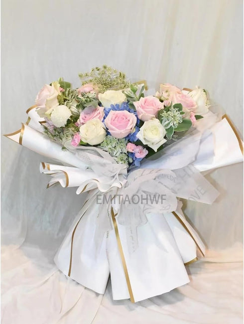 EMITAOHWF 20-Sheet White Flower Wrapping Paper, White Waterproof Bouquet Wrapping Paper for Flowers, Florist Wrapping Paper for Flowers Bouquet DI...