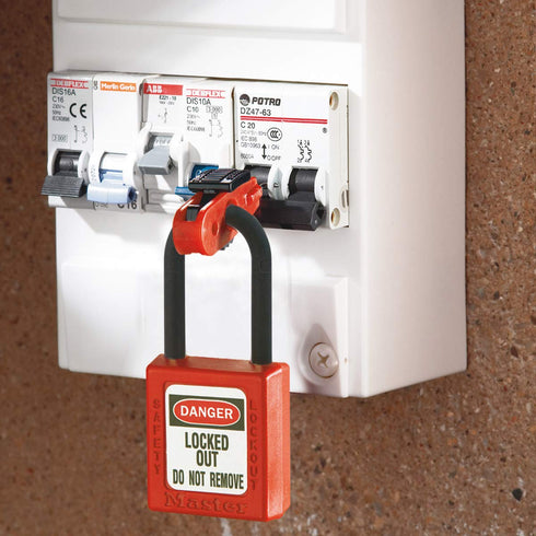 Master Lock S2390 Lockout Tagout Miniature Circuit Breaker Lockout,Red, Standard Toggles...