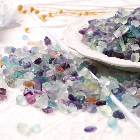 Fluorite Tumbled Stone Chips Natural Crushed Chip Bulk 7mm-9mm Crystal Pieaces for Aquarium Vase Plant Fish Tank Air Plants Decoration Jewelry DIY...