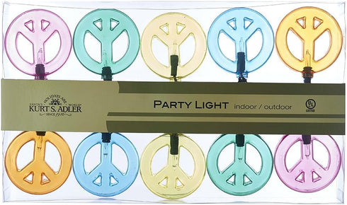 Kurt Adler 10 Multicolored Peace Sign Light Set...
