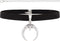 Black Suede Leather Choker Necklace with Silver Crescent Moon Pendant for Women Men...