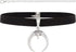Black Suede Leather Choker Necklace with Silver Crescent Moon Pendant for Women Men...