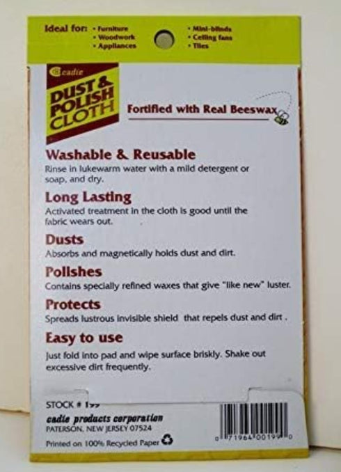 Reusable Beeswax Furniture Polish Cloth - Wood Polish for Furniture or Wiping Dirt Surfaces at Home and Office - Great Cleaner for Wood, Tiles, Bl...