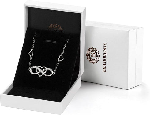 Billie Bijoux 925 Sterling Silver Anklet Bracelets for Women Infinity Heart Ankle Bracelet White Gold Plated Love Charm Adjustable Large Bracelet ...