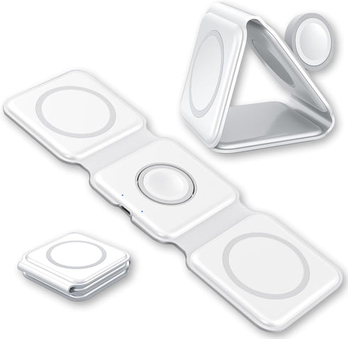 3 in-1 Charging Station for Apple Multiple Devices?Foldable Magnetic Wireless Charger Pad?Travel Charging Station for iPhone15 14 13 12 Series Wat...