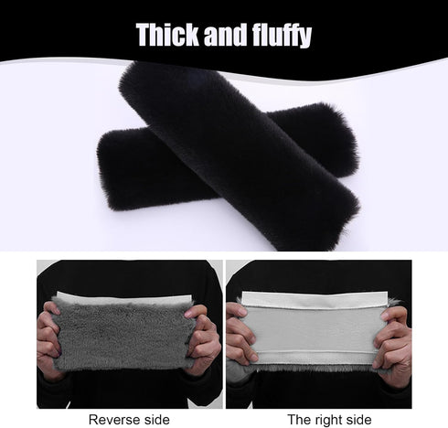 2 PCS Car Seat Belt Protector, 9.8In x 5.1In Imitation Rex Rabbit Fur Soft Shoulder Neck Cover, Backpack Strap Protect Pads, Universal Interior De...