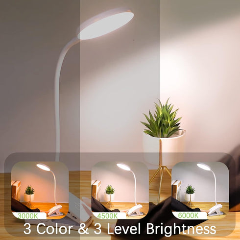 SUNLONG Dorm Room Essential Clip on Light Wall-Mounted, 3 Color Portable Desk Light Mini Clip Lamp, Battery Operation Small Desk Lamp with Clamp, ...