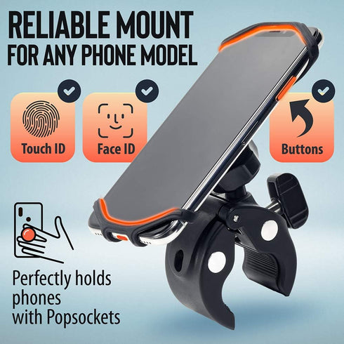 Upgraded 2025 Bicycle & Motorcycle Phone Mount - The Most Secure & Reliable Bike Phone Holder for iPhone, Samsung or Any Smartphone. Stress-Resist...