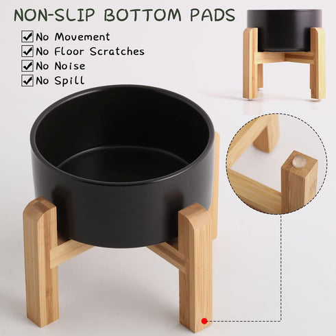Petygooing Black Elevated/Raised Ceramic Dog Bowl for Small Breeds, Dog Food Water Dish with Stand,Pet Feeding Bowl with Anti Slip Rubber for Cats...