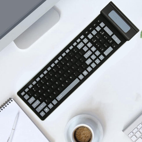 Silicone Keyboard, Foldable Silicone Keyboard Soft Waterproof Rollup Keyboard for PC Laptop Notebook, 103 Keys, Mute Typing, Lightweight (Black)...