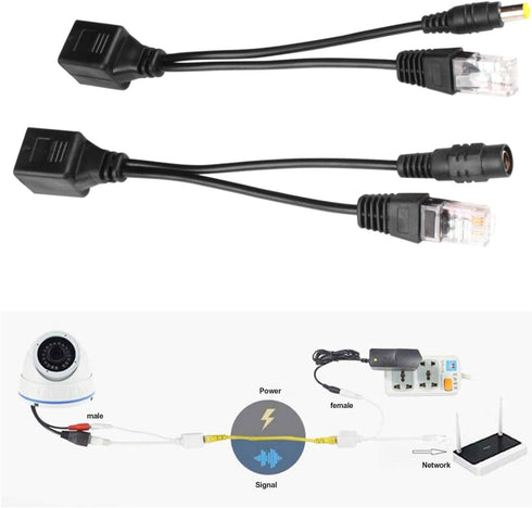 Passive PoE Injector 6 Pairs PoE Splitter Kit Passive PoE Injector and PoE Splitter Kit with 5.5x2.1 mm DC Connector RJ45 Power Over Ethernet...