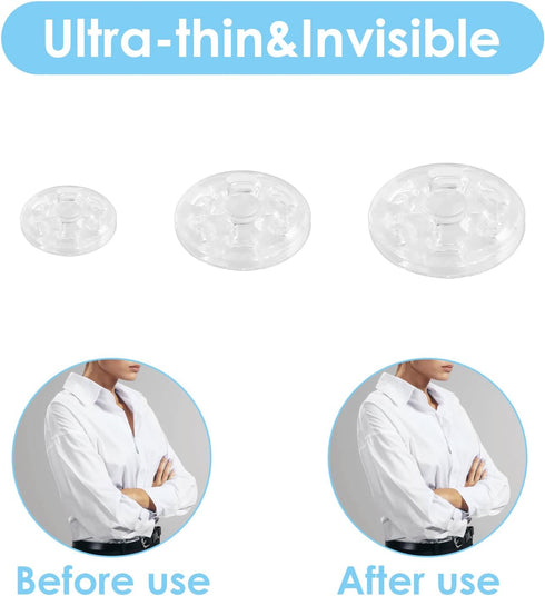 150 Sets Plastic Sew-on Snap Buttons Invisible Snap Fasteners Buttons Round Clear Press Button for Sewing Clothing DIY Craft, 7 mm 10 mm 15 mm...