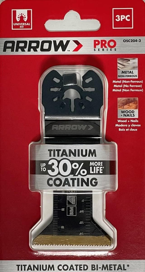 Arrow OSC204-1 Titanium Coated Oscillating Tool Saw Blades for Woodworking, Drywall, PVC, and Metal, Universal, Fits Most Multitools, 1-3/4 Inch...