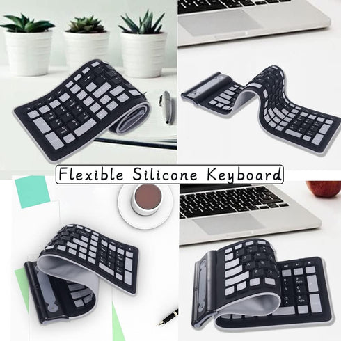 2.4G Wireless Silicone Keyboard, Portable Keyboard for Laptop, PC, Notebook and Travel, Flexible Foldable and Rollup Keyboard, Waterproof, Dustpro...