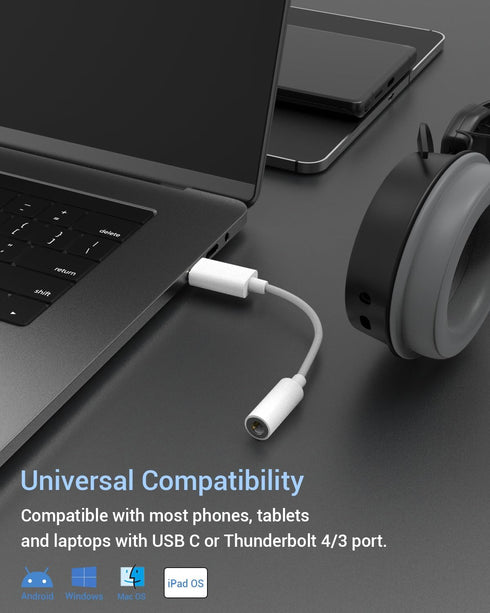 Cubilux USB C Headphone Adapter, Type C to 3.5mm Audio Dongle Compatible with iPhone 15+/15 Pro Max, iPad Pro 11/12.9, iPad 10, iPad Air 5/4, Sams...
