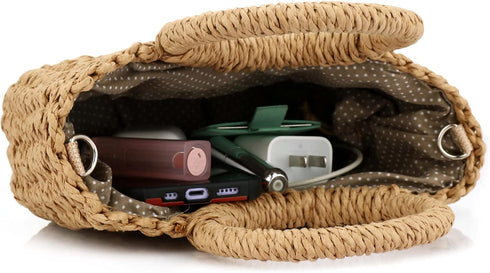 Women Straw Crossbody Bag Summer Beach Weave Shoulder Bag Rattan...
