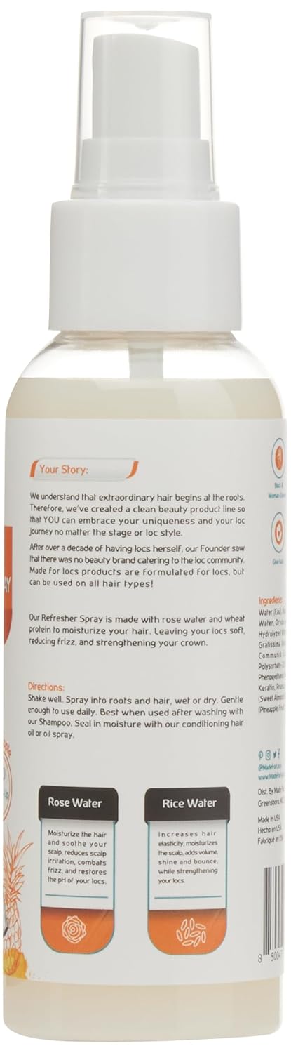 Made For Locs Vegan Rose Water Refresher Spray | Locs Moisturizer | Locs Deodorizer | Amazing Scents (Pineapple, 3.4 oz)...