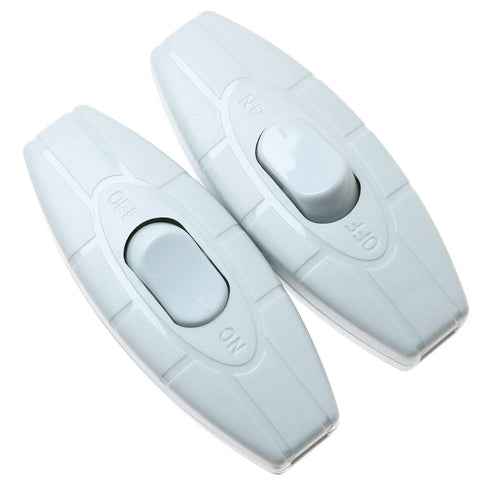 E-outstanding Inline Cord Switch 2 PCS On/Off White Button Inline Cord Switch for Table Lamp Desk Light Bed Lamp 3A 125V AC...