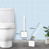 Toilet Brush and Holder Set for Bathroom, Deep-Cleaning Silicone Toilet Bowl Brush with Non-Slip Long Plastic Handle(White)...