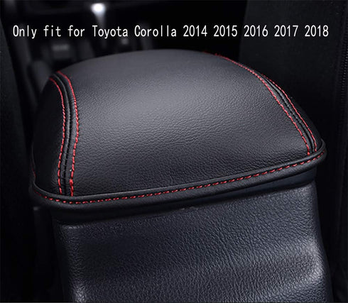 Leegi AAGIILEEYO Car Armrest Box Cover Center Console Saver Covers for 2014 2015 2016 2017 2018 2019 Toyota Corolla,Black with Red Stitches...